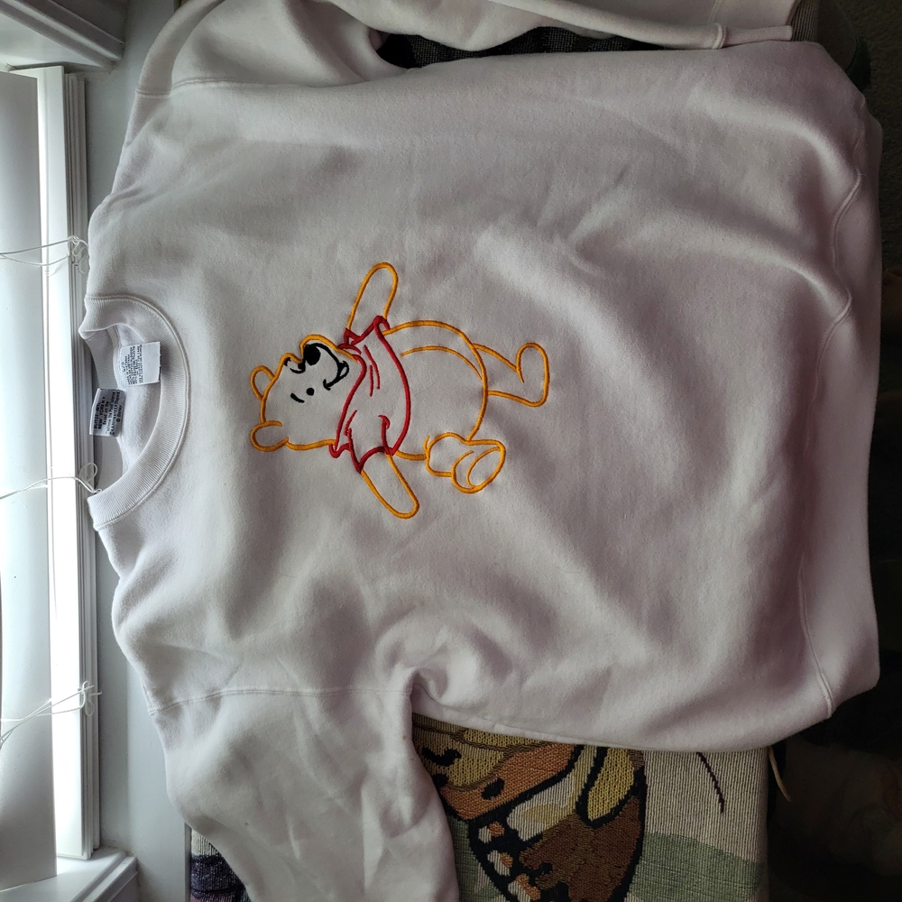 Disney White Crew Neck Sweater with Winnie the Pooh Icon